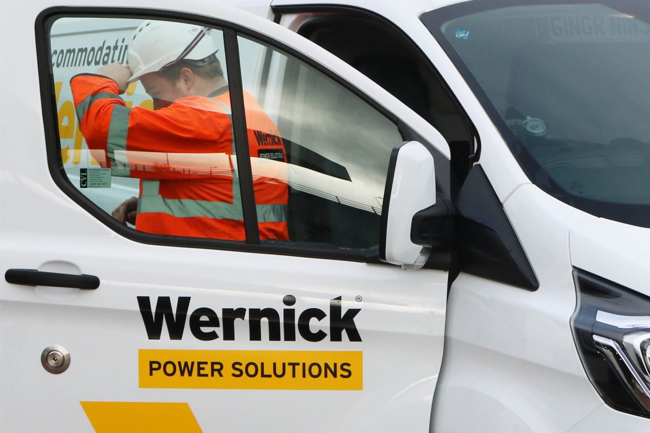 Wernick Power Solutions van and engineer at Aldridge depot shoot