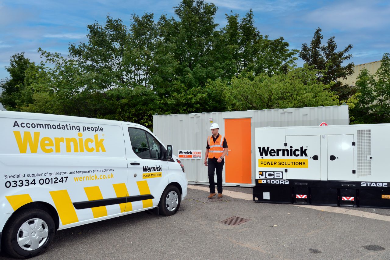 Wernick Power Solutions generator, van and Wernick Hire cabin