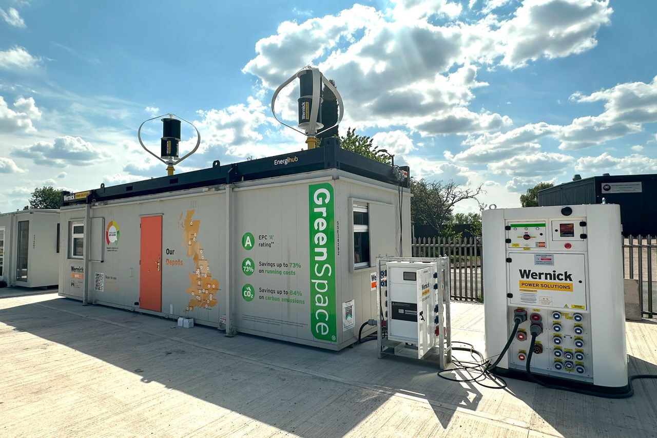 Wernick Hire GreenSpace cabin and Wernick Power Solutions Voltbank